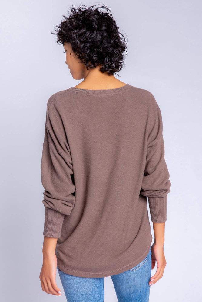 PJ Salvage Peachy in Color Long Sleeve Top in Cocoa - Eden Lifestyle