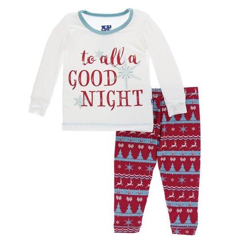 KicKee Pants, Baby Girl Apparel - Pajamas,  KicKee Pants - Holiday Long Sleeve Pajama Set - Nordic Print