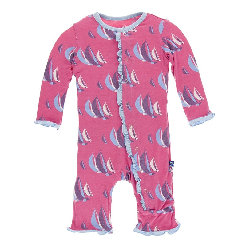 KicKee Pants, Baby Girl Apparel - Rompers,  KicKee Pants - Coverall - Flamingo Sailing Race