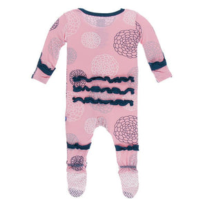 KicKee Pants, Baby Girl Apparel - One-Pieces,  KicKee Pants - Basic Footie- Lotus Blooms