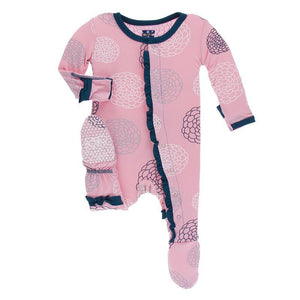 KicKee Pants, Baby Girl Apparel - One-Pieces,  KicKee Pants - Basic Footie- Lotus Blooms