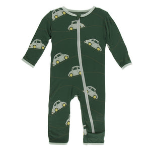 KicKee Pants, Baby Boy Apparel - One-Pieces,  Kickee Pants - Coverall with Zipper - Topiary Italian Car