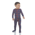 KicKee Pants, Baby Boy Apparel - One-Pieces,  KicKee Pants - Basic Footie- Navy Fox