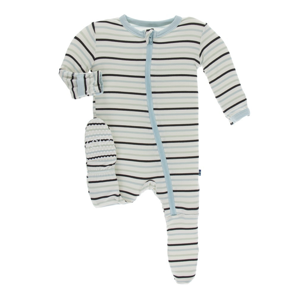 KicKee Pants, Baby Boy Apparel - One-Pieces,  Kickee Pants - Print Footie - Tuscan Afternoon Stripe