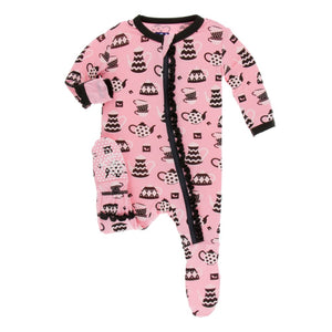 KicKee Pants, Baby Girl Apparel - Pajamas,  KicKee Pants - Basic Ruffle Footie- Teatime