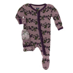 KicKee Pants, Baby Girl Apparel - One-Pieces,  Kickee Pants - Print Muffin Ruffle Footie - Raisin Grape Vines