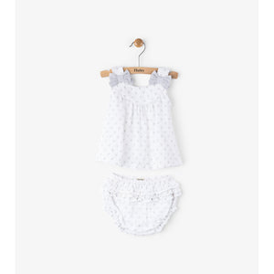 Hatley, Baby Girl Apparel - Dresses,  Hatley Grey Hearts Strappy Mini Bloomer Set