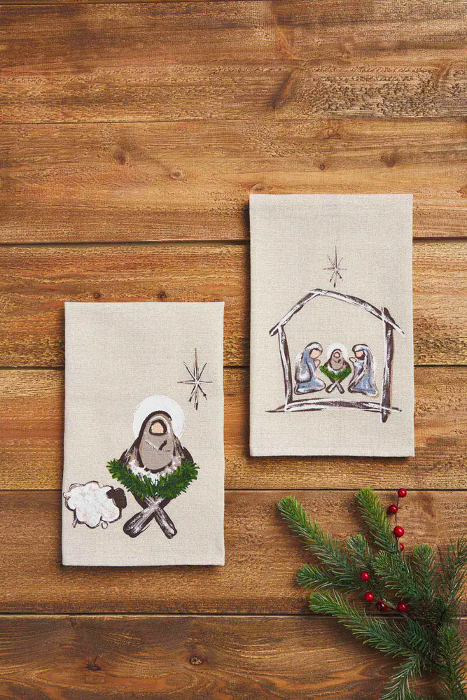 Mud Pie Painted Nativity Scene Towel - Eden Lifestyle