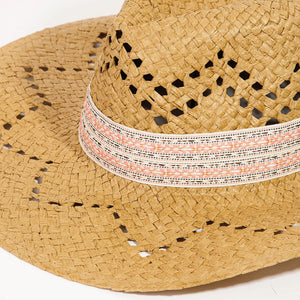 Patterned Brim Straw Sun Hat - Eden Lifestyle