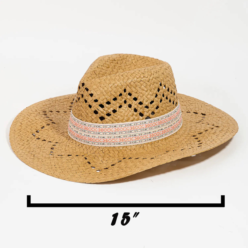 Patterned Brim Straw Sun Hat - Eden Lifestyle