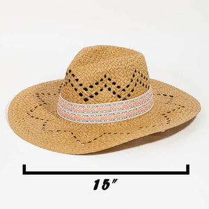 Patterned Brim Straw Sun Hat - Eden Lifestyle