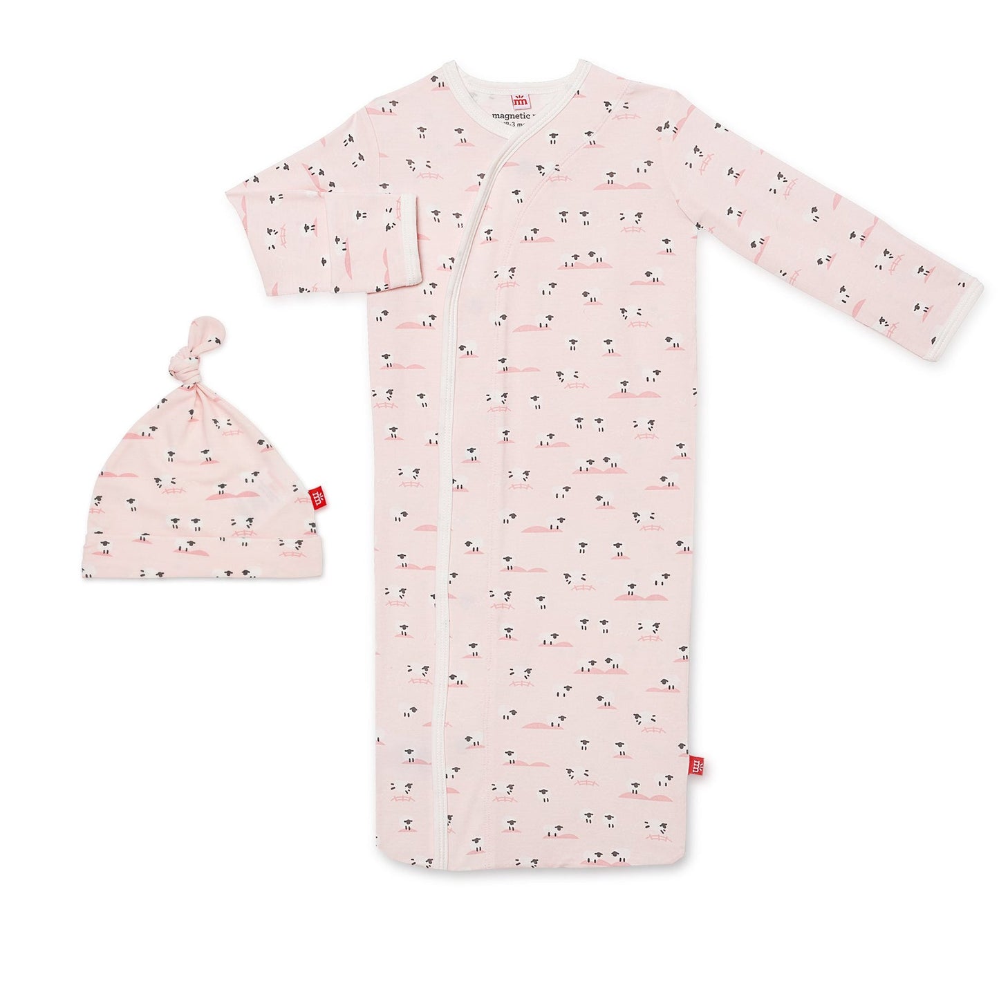 Magnetic Me by Magnificent Baby Pink Baa Baa Baby Modal Magnetic Gown Set - Eden Lifestyle
