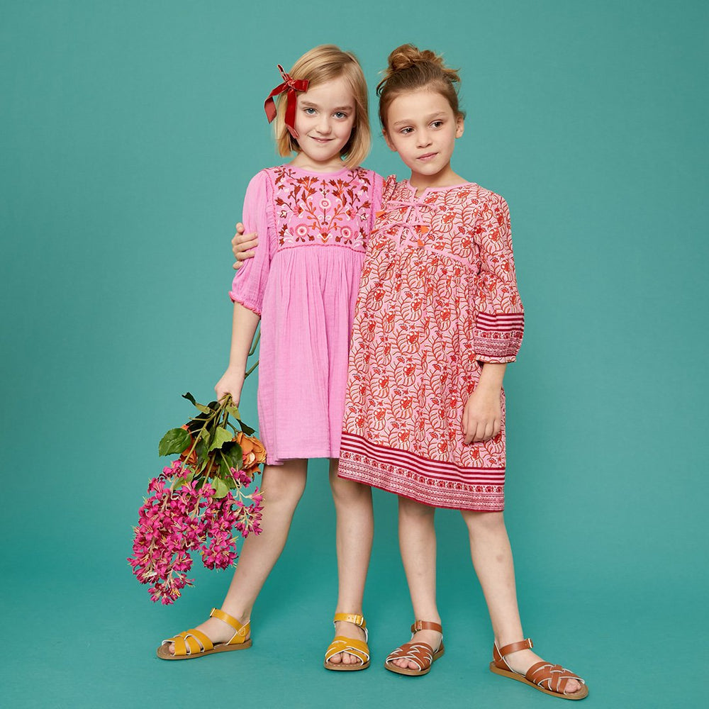 Pink Chicken, Girl - Dresses,  Pink Chicken Arianna Dress - Cyclamen Pink with Embroidery