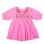 Pink Chicken, Girl - Dresses,  Pink Chicken Arianna Dress - Cyclamen Pink with Embroidery