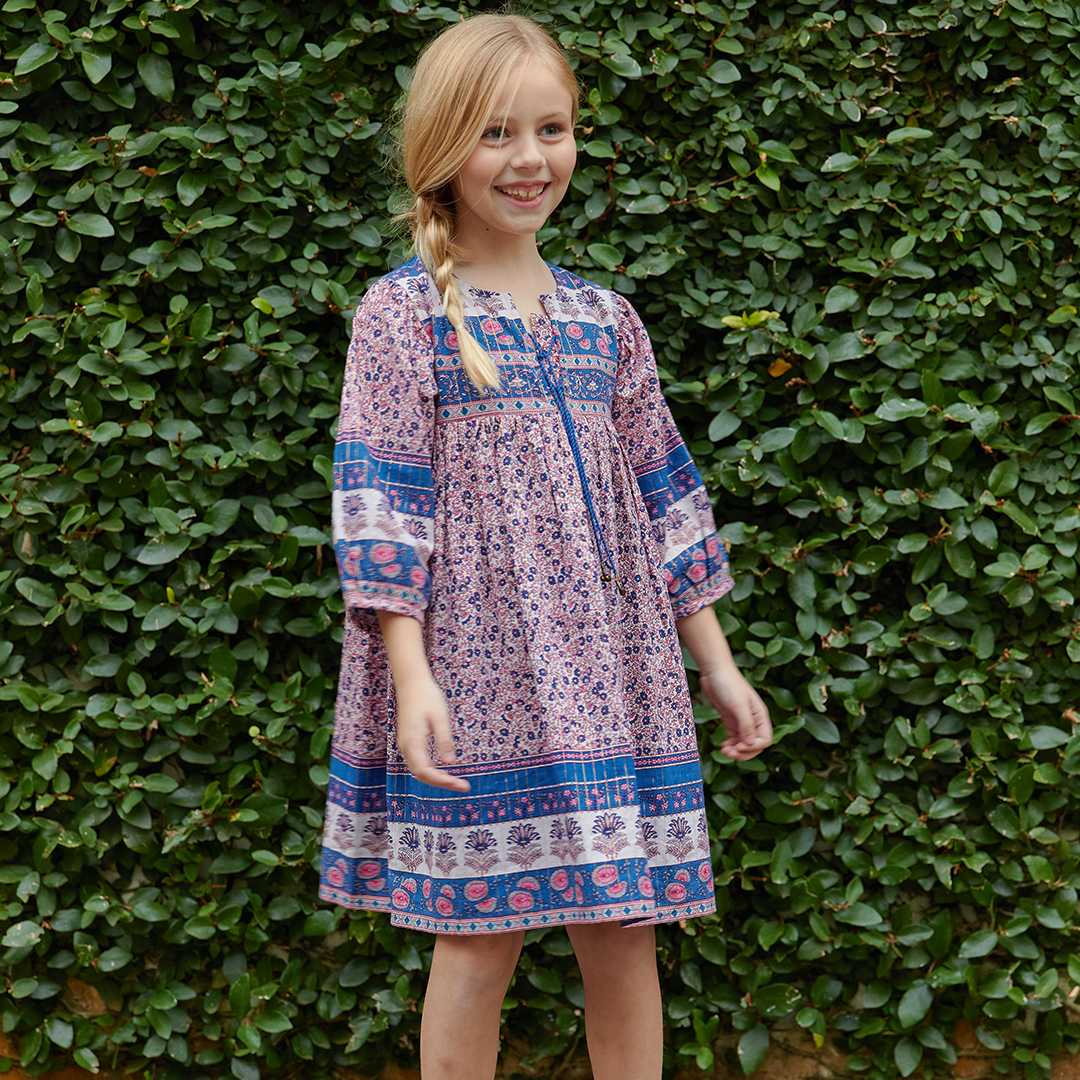 Pink Chicken Jade Dress - Boho Block Print - Eden Lifestyle