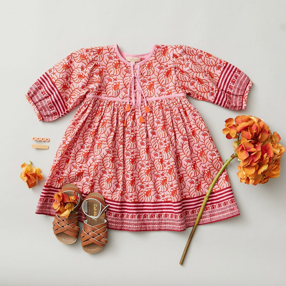 Pink Chicken, Girl - Dresses,  Pink Chicken Jade Dress - Cyclamen Pink Vine Floral