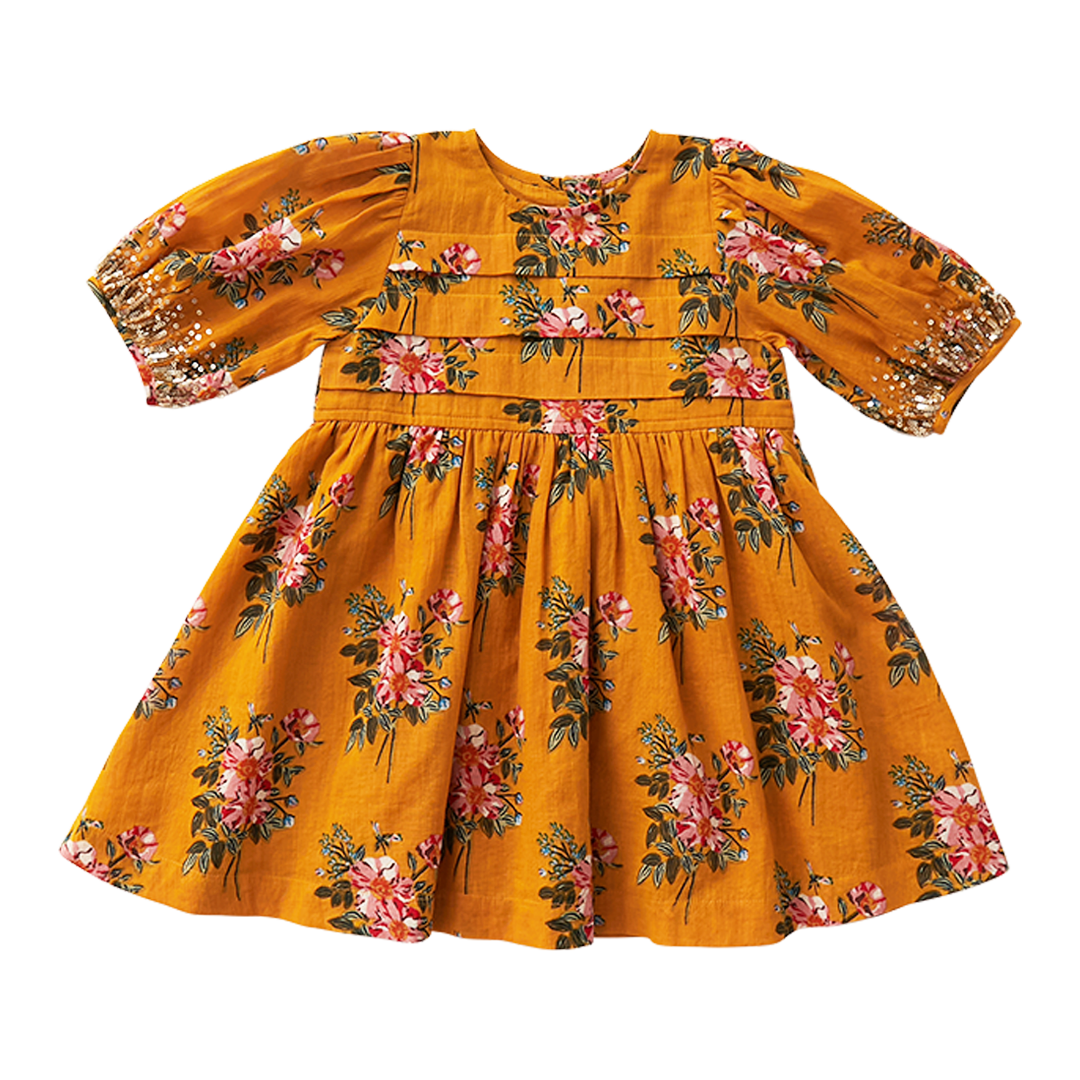 Pink Chicken Evelyn Dress Inca Gold Franken Floral - Eden Lifestyle