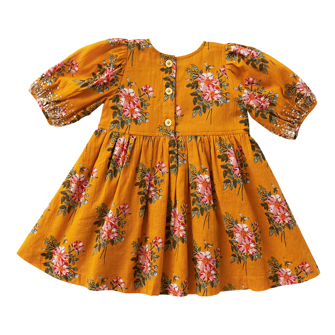 Pink Chicken Evelyn Dress Inca Gold Franken Floral - Eden Lifestyle
