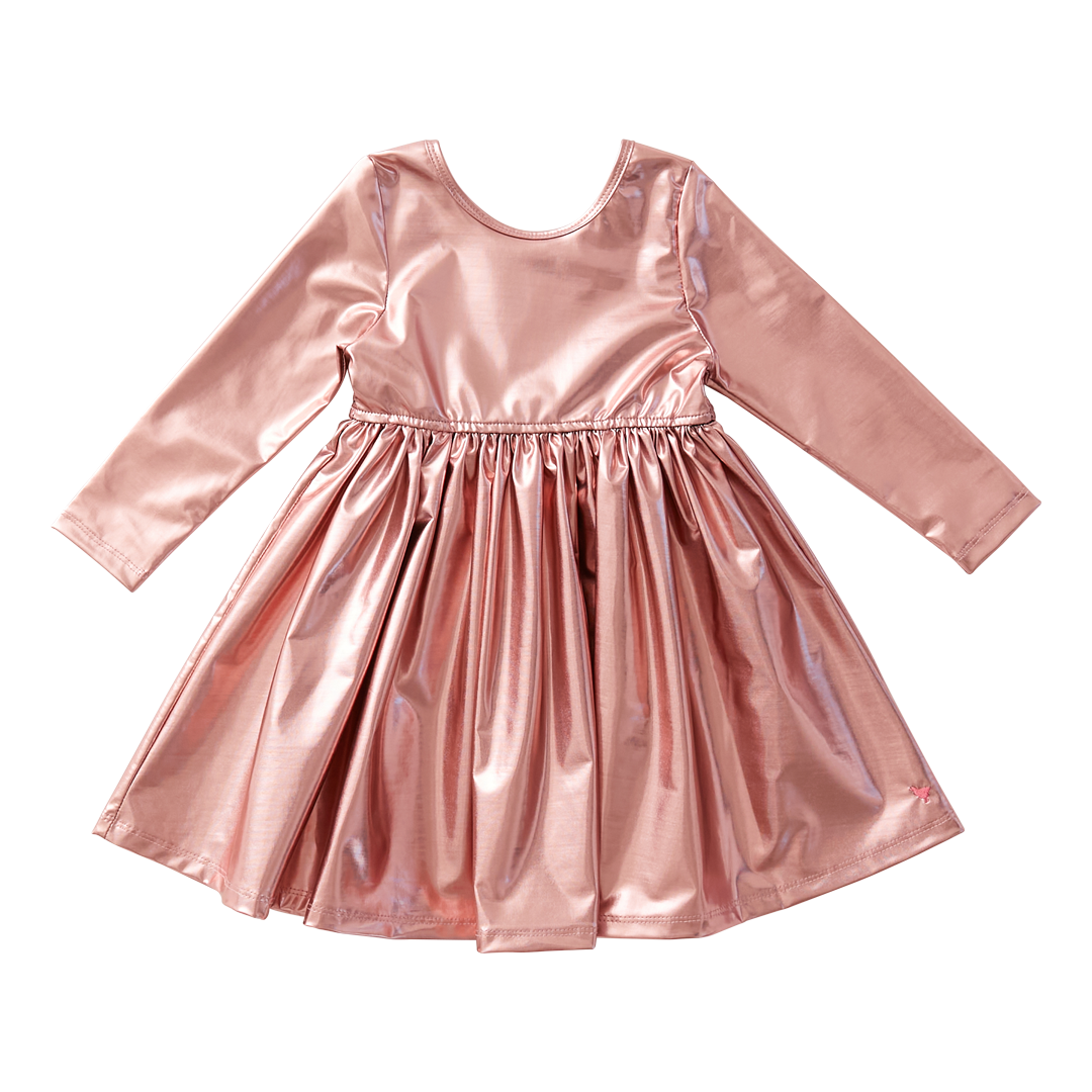 Pink Chicken Liza Lamé Dress Dusty Pink Metallic - Eden Lifestyle