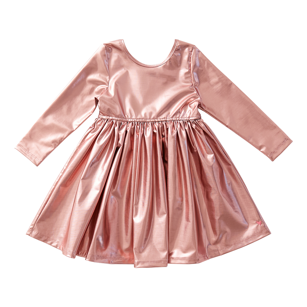 Pink Chicken Liza Lamé Dress Dusty Pink Metallic - Eden Lifestyle