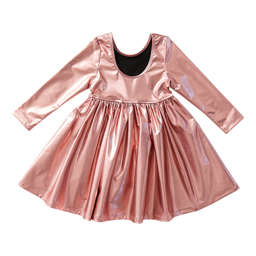 Pink Chicken Liza Lamé Dress Dusty Pink Metallic - Eden Lifestyle