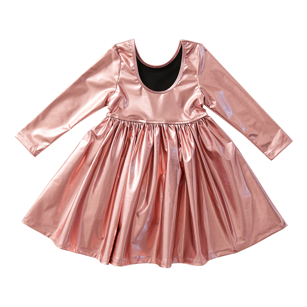 Pink Chicken Liza Lamé Dress Dusty Pink Metallic - Eden Lifestyle