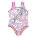 Shade Critters, Girl - Swimwear,  Shade Critters Pink/Silver Flippable Sequins Scoop Swimsuit