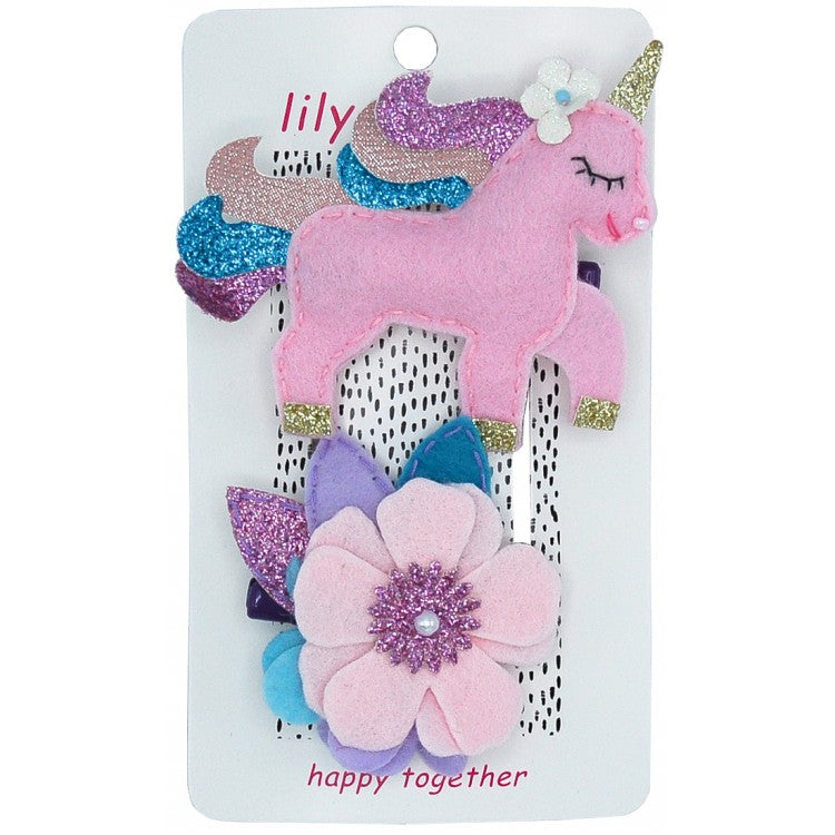 Lily & Momo, Accessories - Bows & Headbands,  Lily & Momo Pretty Pastel Unicorn Hair Clip Set