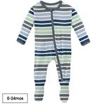 Kickee Pants Print Footie with Zipper in Fairground Stripe - Eden Lifestyle