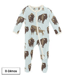 Kickee Pants Print Footie with Zipper in Fresh Air Bison - Eden Lifestyle