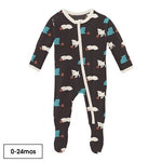 Kickee Pants Print Footie with Zipper in Midnight Puppy - Eden Lifestyle