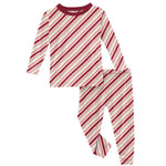Kickee Pants Print Long Sleeve Pajama Set in Strawberry Candy Cane Stripe - Eden Lifestyle