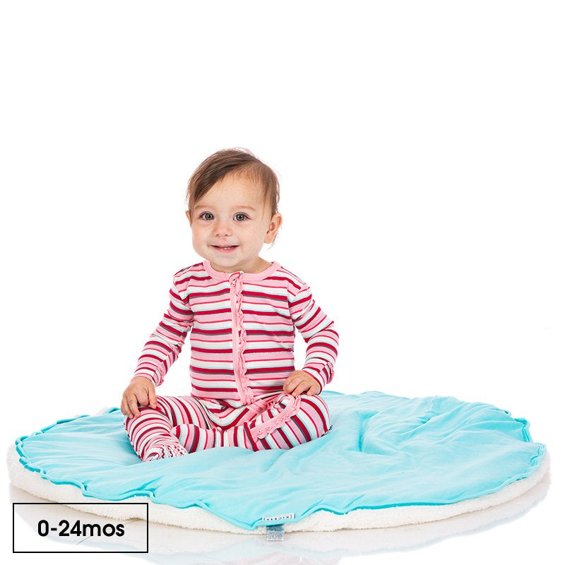 Kickee Pants Print Muffin Ruffle Footie with Zipper in Anniversary Bobsled Stripe - Eden Lifestyle