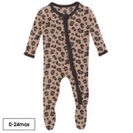 Kickee Pants Print Muffin Ruffle Footie with Zipper in Suede Cheetah Print - Eden Lifestyle