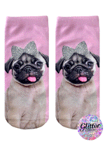 Pug with Bow Ankle Sock - Eden Lifestyle