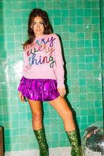 Pink Merry Everything Glitter Script Sweater - Eden Lifestyle