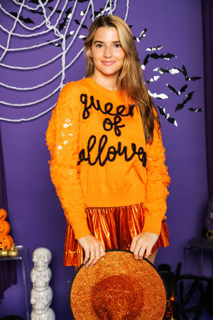 Queen of Halloween Glitter Script Sweater - Eden Lifestyle