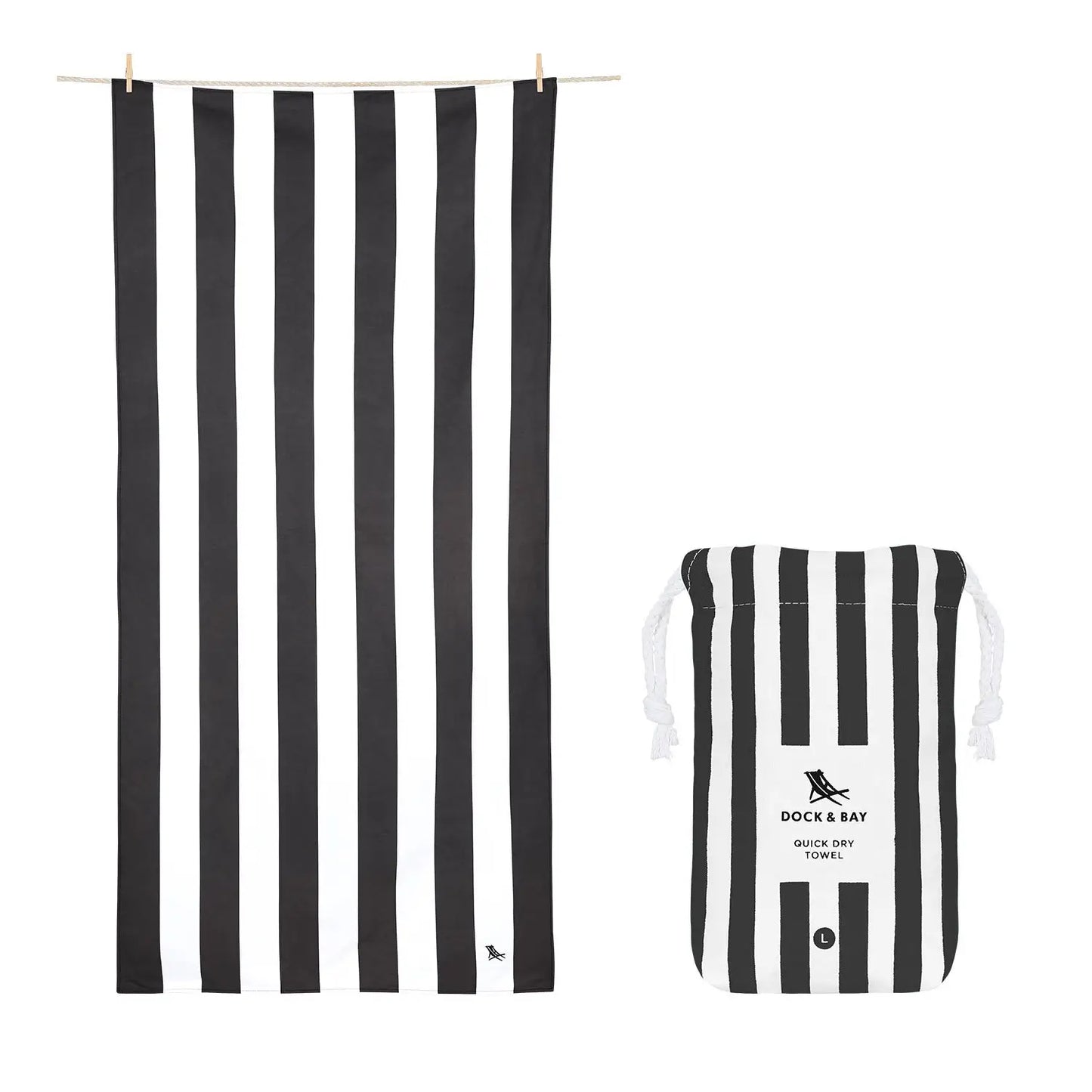 Quick Dry Towel - Cabana - Kamari Charcoal - Eden Lifestyle