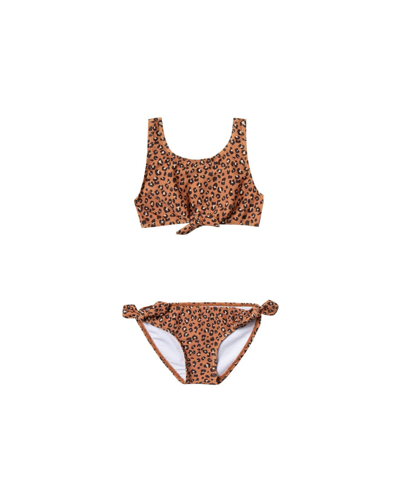 Rylee and Cru, Girl - Swimwear,  Rylee & Cru Cheetah Daisy Knotted Bikini