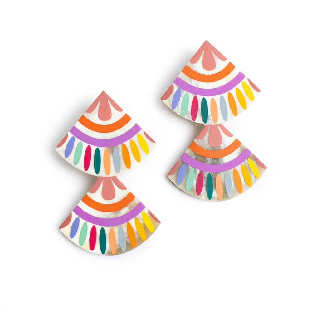 Rainbow Double Tile Earrings - Eden Lifestyle