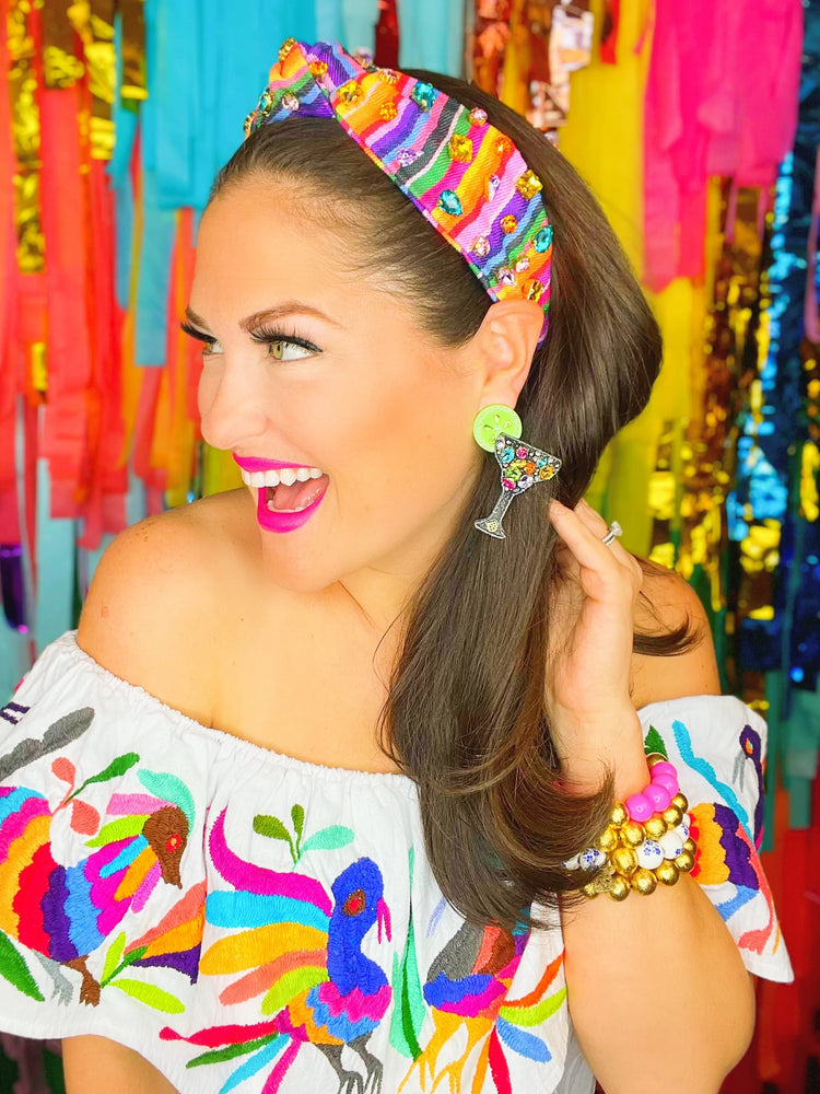 Rainbow Serape Fiesta Crystal Headband - Eden Lifestyle