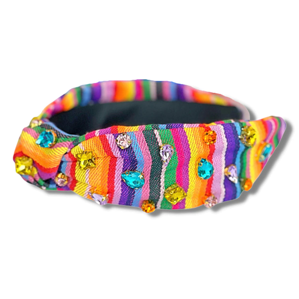 Rainbow Serape Fiesta Crystal Headband - Eden Lifestyle