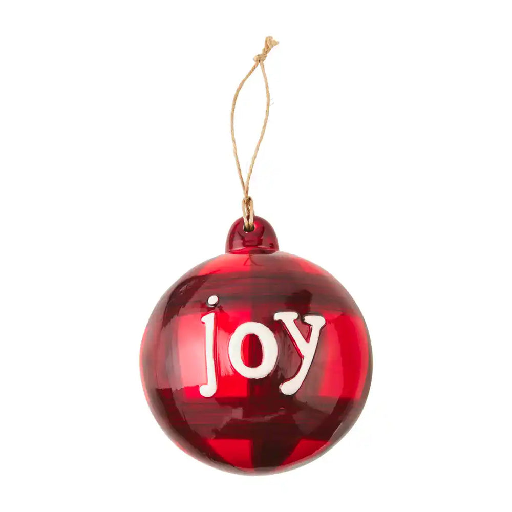 Mud Pie Red Buffalo Check Ball Ornament - Eden Lifestyle
