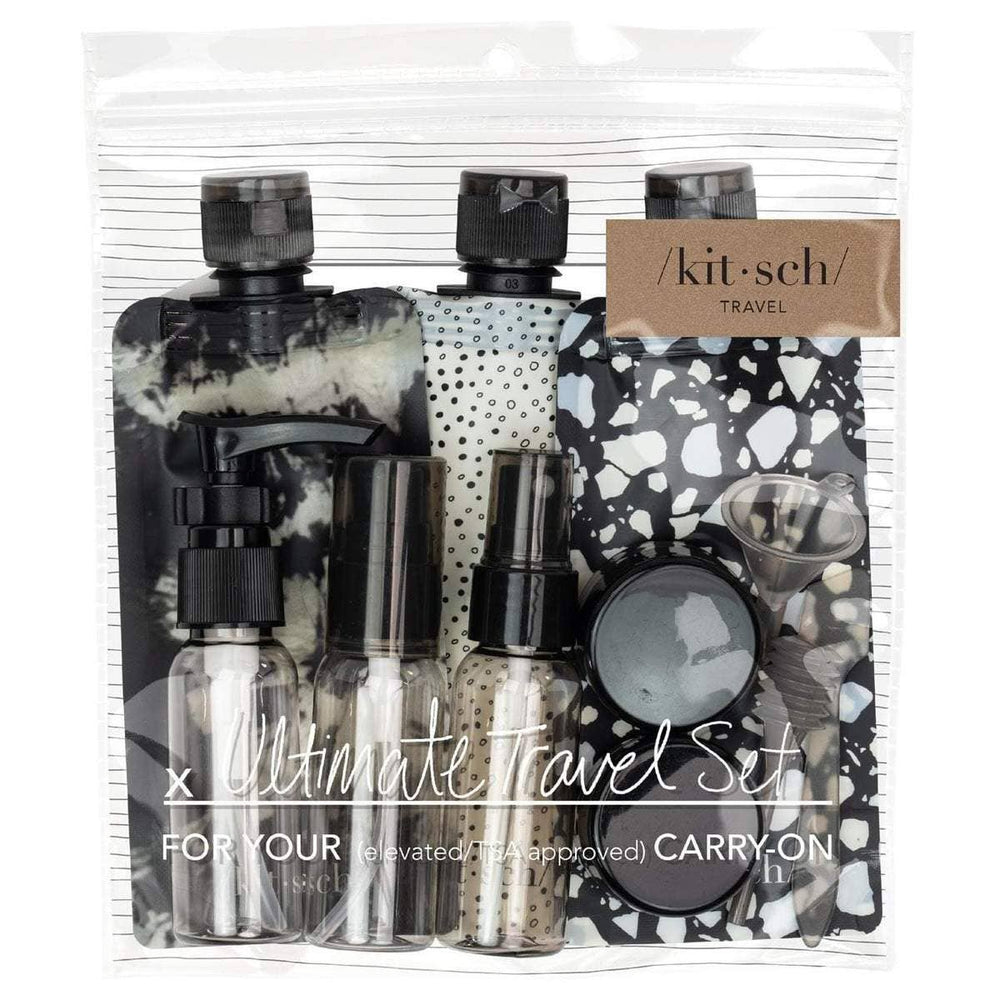 Refillable Ultimate Travel 11pc Set - Black & Ivory - Eden Lifestyle