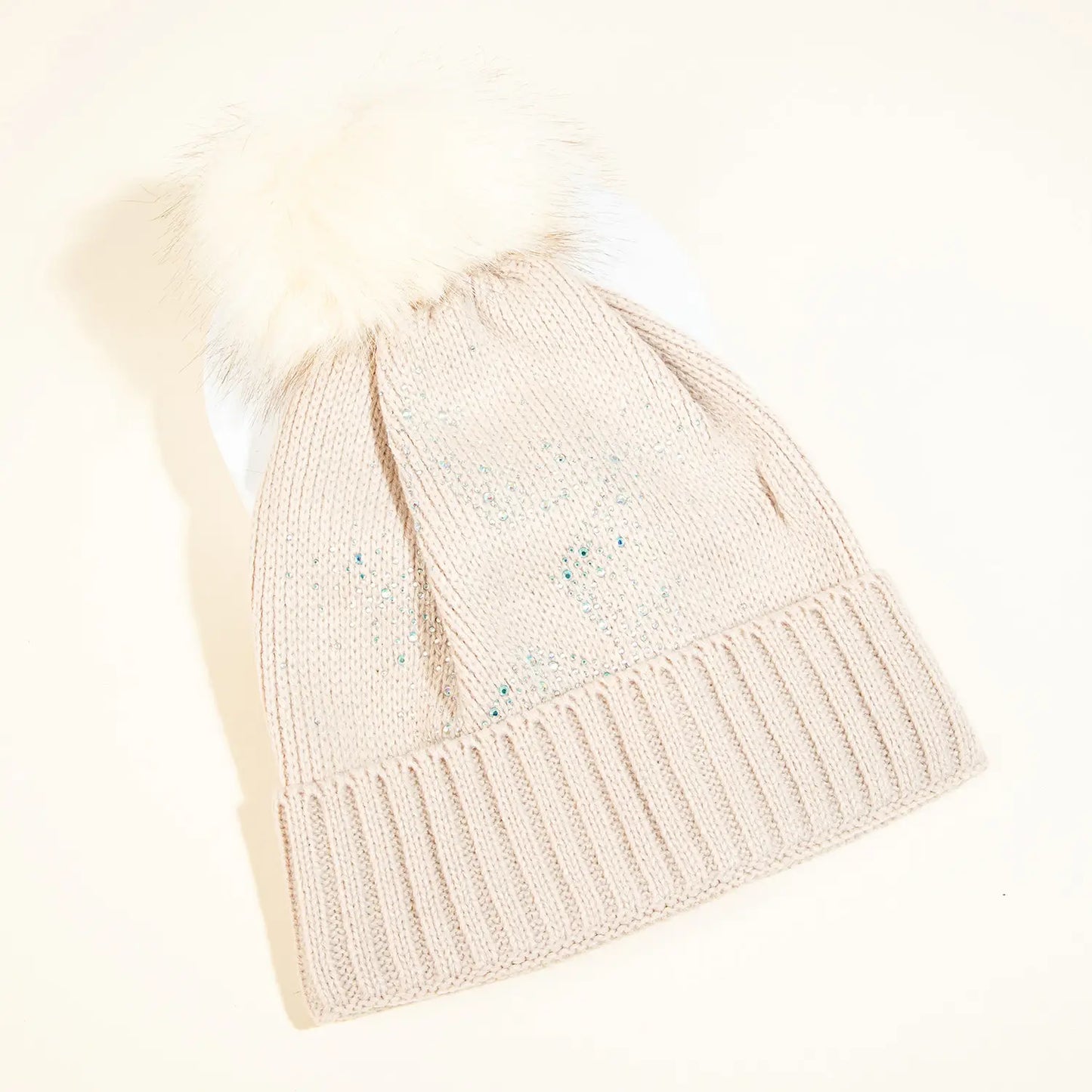 Rhinestone Star Pom Beanie - Eden Lifestyle