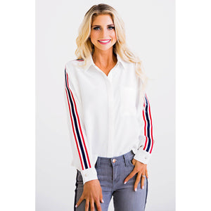 Eden Lifestyle, Women - Shirts & Tops,  Heather Varsity Stripe Top