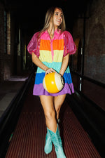 Sequin Sleeve Rainbow Tired Dress - Eden Lifestyle