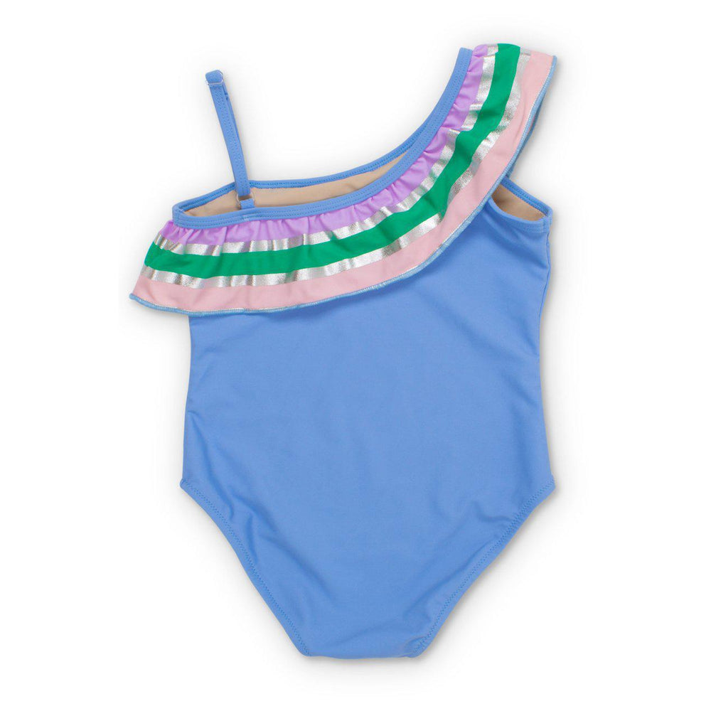 Shade Critters, Girl - Swimwear,  Periwinkle It's All Rainbows One Shoulder Swimsuit