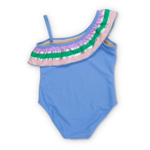 Shade Critters, Girl - Swimwear,  Periwinkle It's All Rainbows One Shoulder Swimsuit