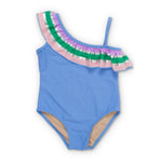 Shade Critters, Girl - Swimwear,  Periwinkle It's All Rainbows One Shoulder Swimsuit